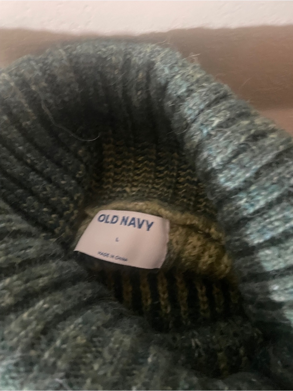 Old Navy Chunky Knit Turtleneck Sweater Large Green Brushed Halo Oversized Cozy - Picture 7 of 11